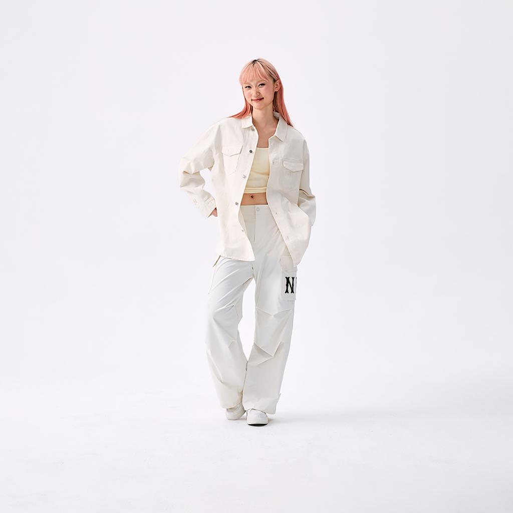 New MLB MONOGRAM Collection New York Yankees SS25 Long-Sleeved Shirts Unisex Deep Ivory 3ADRM0151-50CRD