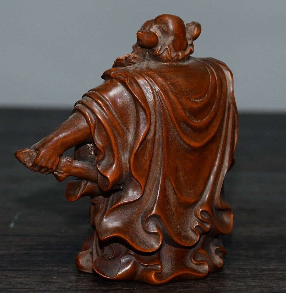 Chinese Natural Boxwood Carved Exquisite Figures Statue Wooden Figurines Art