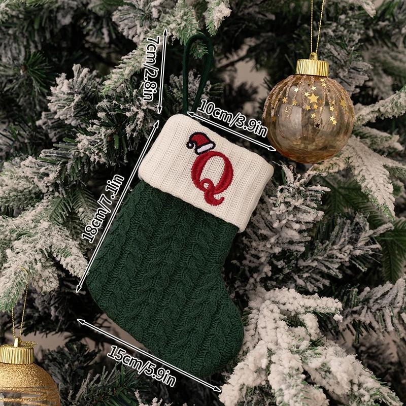 Christmas Stockings Hanging Pendant Christmas Stocks Gift Decoration Alphabet Letter Sock 2026 New Year Decorative Knitting Sock