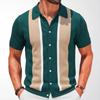 Casual Striped Short Sleeve Shirts for Men Breathable Button Down Collared Shirt Tops Beach Vacation Lightweight Golf Shirts Men's Summer Shirts