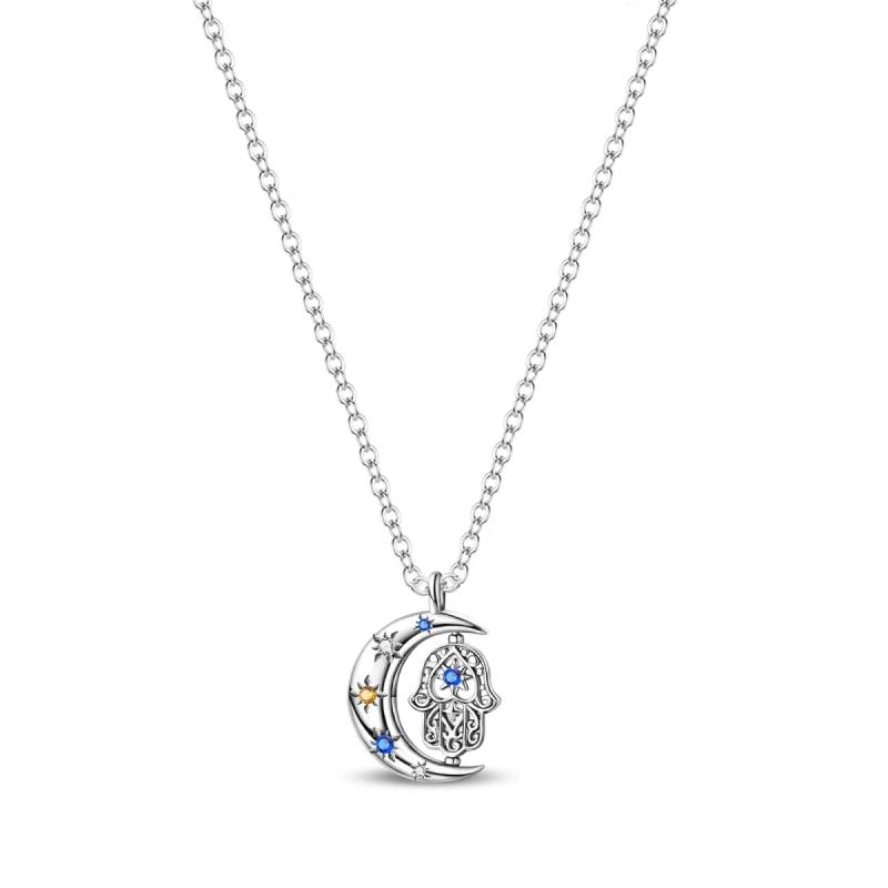 925 Silver Necklace Four-leaf Clover Zircon Pendant Necklace for Women Anniversary Birthday Jewelry Gifts