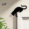 Vielseitige Wanddekorationen für Räume Holzschwarze Katze Tür-Topper Minimalistisches Silhouette-Rahmen-Schild Dekorativer Topper Eckdeko für Wohnzimmer Schlafzimmer