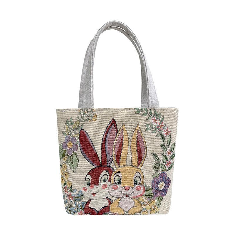 Golden silk bunny double-sided embroidered portable small bag women's new bag carry-on handbag change mobile phone bag