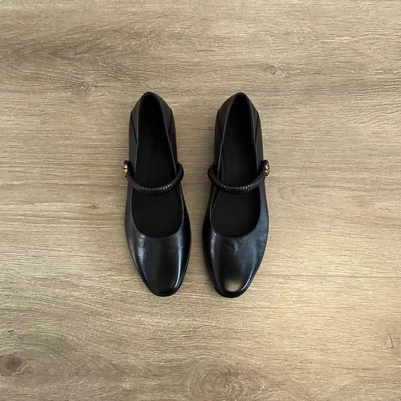 

Версия из овчины~ неглубокие кожаные туфли на плоской подошве с ремешком через подъем, женские новые универсальные повседневные для работы, маленькие кожаные туфли Мэри Джейн 40 чёрный