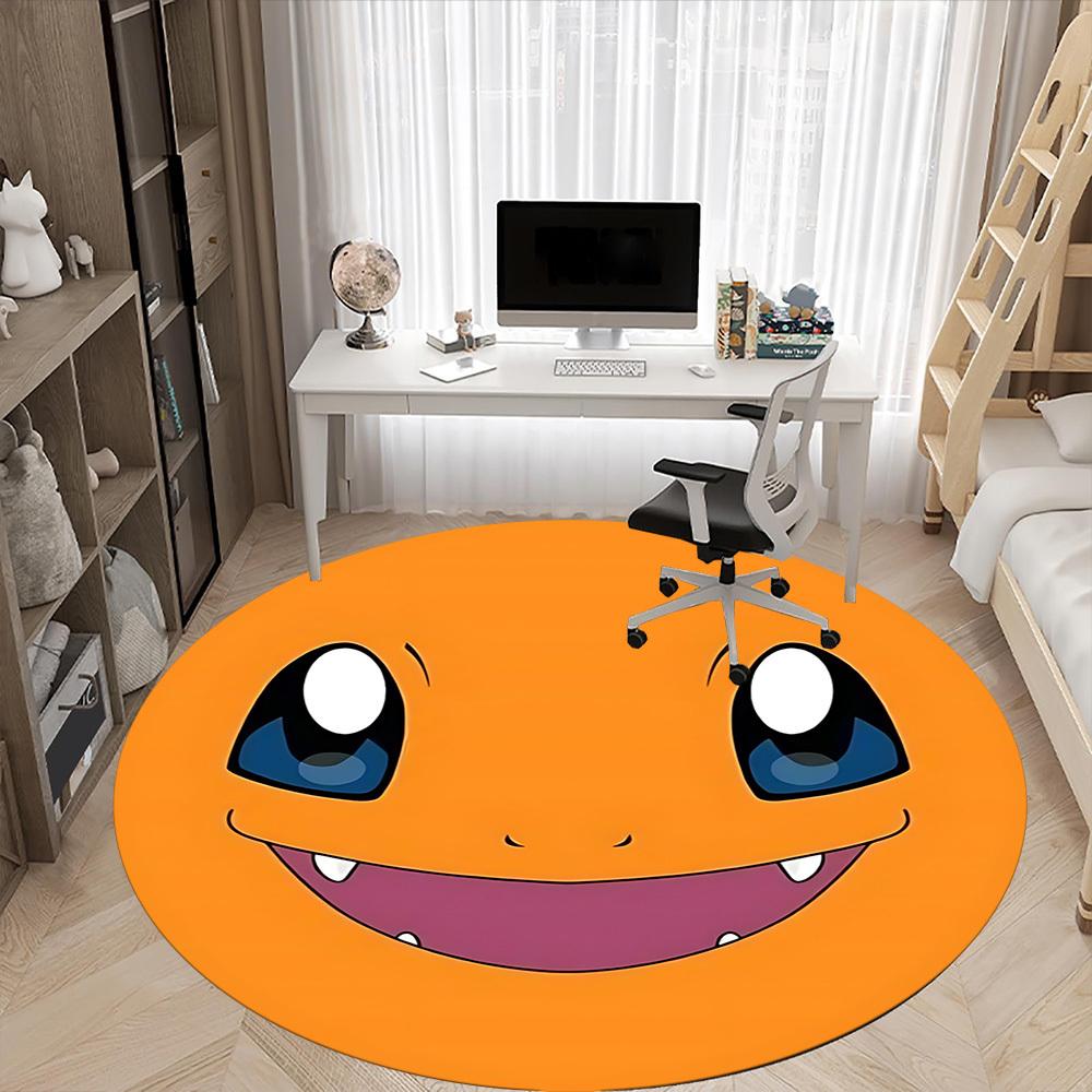 1pc Charmander Office Round Area Rug, Indoor Mat Suitable For Office, Under Office Chairs Bedroom Living Room Home Decor, Room Deco208