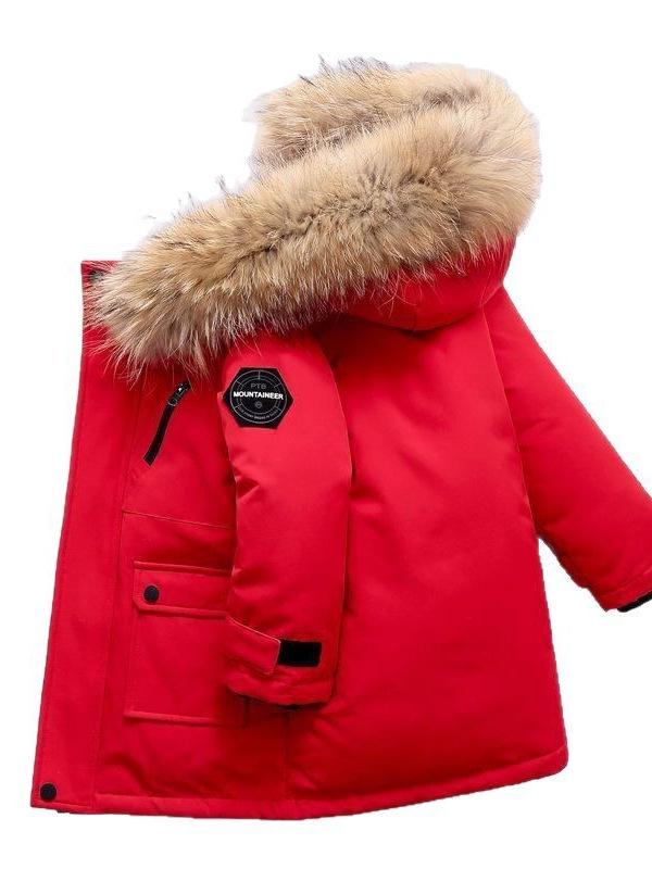 Jungen Dicke Baumwoll-Kapuzenjacke - Mittellang, Trendiger Stil für Ältere Kinder