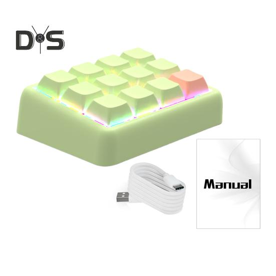 

Механическая клавиатура с RGB-подсветкой, мини-программируемая универсальная игровая клавиатура Plug-Play с возможностью горячей замены зелёный