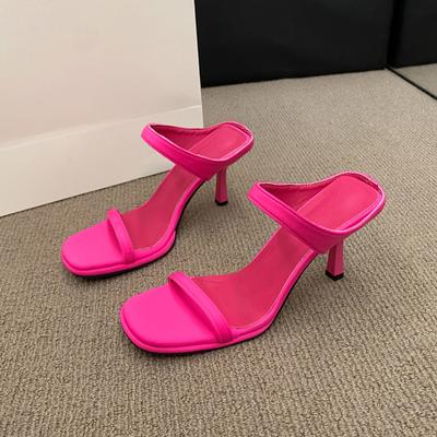 Fashion Women's Fashion High Heels Sandals Summer New Square Head Shallow Mouth Soft Sole One Line with Thin Heel Sandals