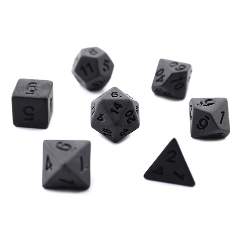 7Pcs/Set Black Dice Set  Personality Unprinted Polyhedron Cubes  Dice