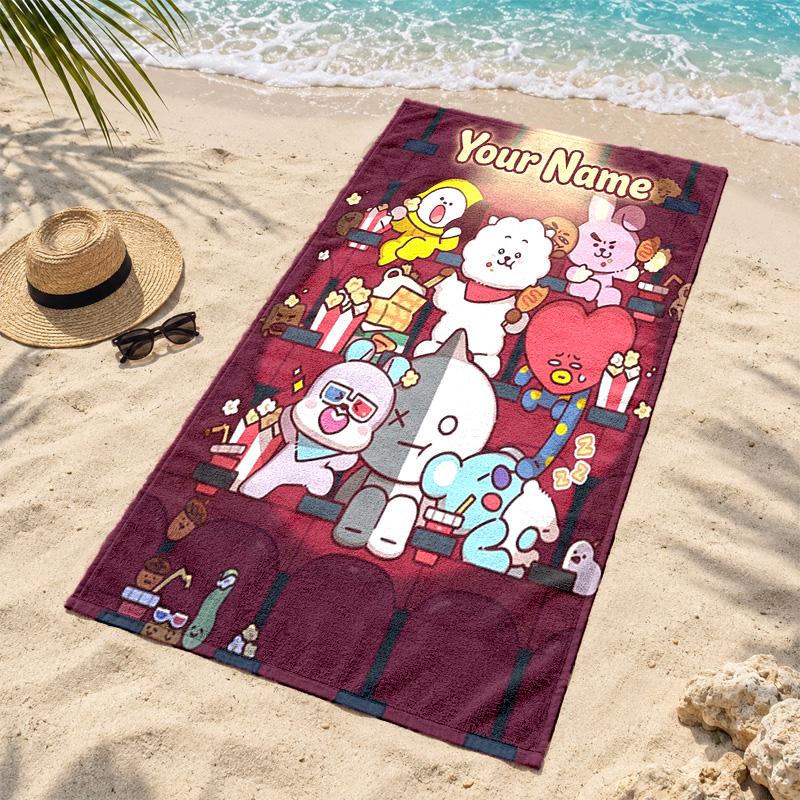 BT21 Custom Name Beach Towels Also Serve As Bath Towels Summer Essential a Musthave for the Outdoors the Beach and the Pool