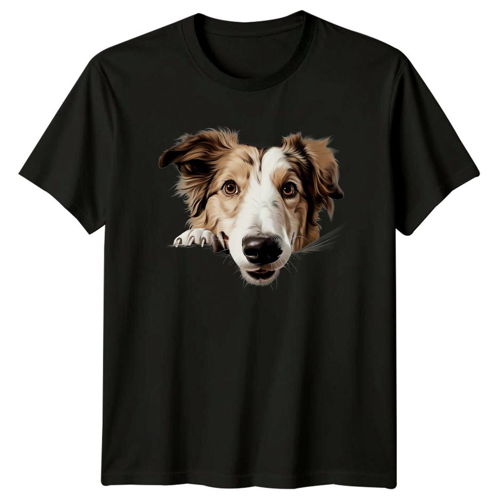 Border Collie Dog Portrait Peekaboo Graphic Pet Lover Adult TShirt