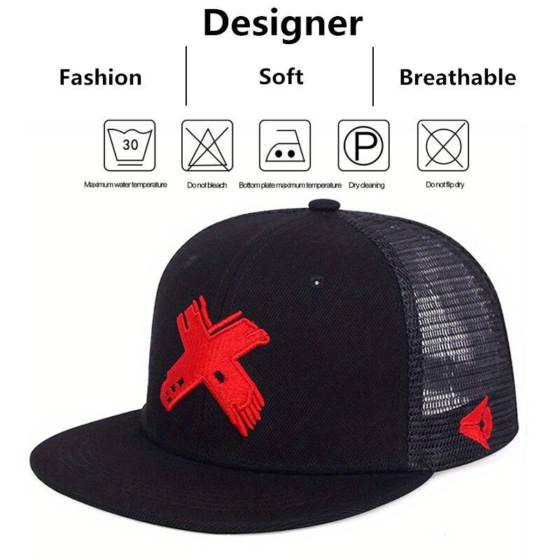 Unisex X-Buchstaben-Stickerei Hip-Hop-Netzhüte Outdoor Verstellbare Lässige Baseballkappen Sonnenhut