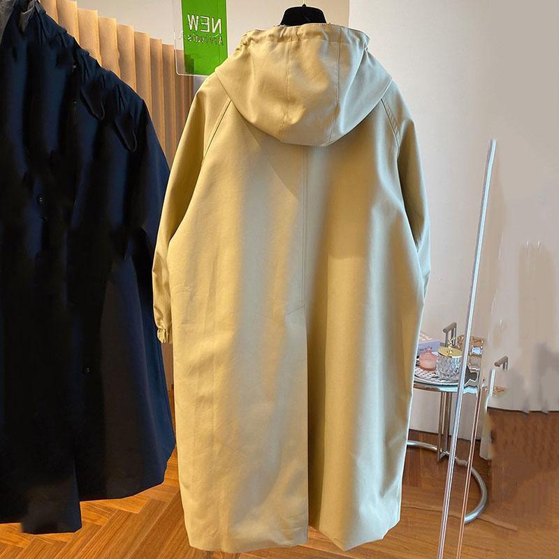 Spring Autumn Long Trench Coat Female Casual Windbreak Jacket Women's Hooded Drawstring Overcoat Windbreaker Ladies Tops
