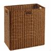 Woven Storage Baskets, Rectangular Wicker Basket with CutOut Handles, Tan Synthetic Rattan for