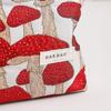 Retro Artistic Mushroom Jacquard Fabric Makeup Bag, Women'S Clutch Bag, Zippered Square Bag, Toiletry Bag