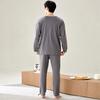 Men Youth Pullover Pure Cotton Two‑Piece Loungewear Set, Thick Long‑Sleeve Outerwear‑Available Pajamas For Autumn Winter Daily Wear