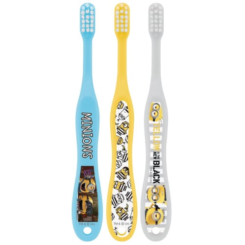 Skater Minion Toothbrush, 3-Piece Set, for Infants 0-3 Years Old, Medium Bristles, TB4T