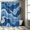 Blue White Wave Pattern Shower Curtain for Bathroom Decoration Modern Waterproof Fabric Shower Curtains Bath Rug Liner
