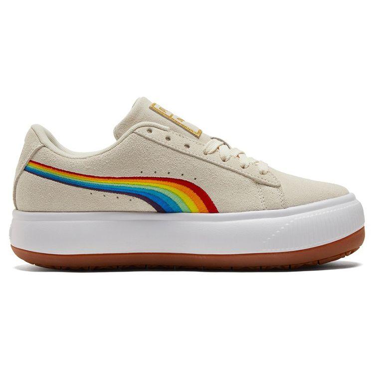 PUMA Women's Off White Suede Mayu Rainbow Low Top Sneakers 387239-03