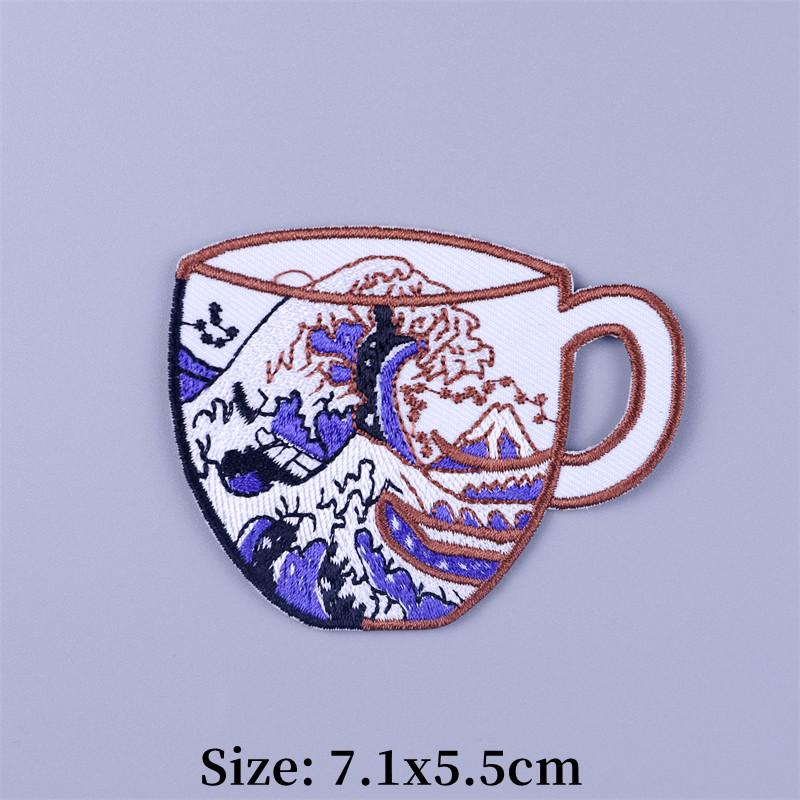 Outdoor Scenery Embroidered Patches for Clothing Thermoadhesive Sea Wave Patch Cloudy Rainy and Sunny Iron on Fusible Patch DIY