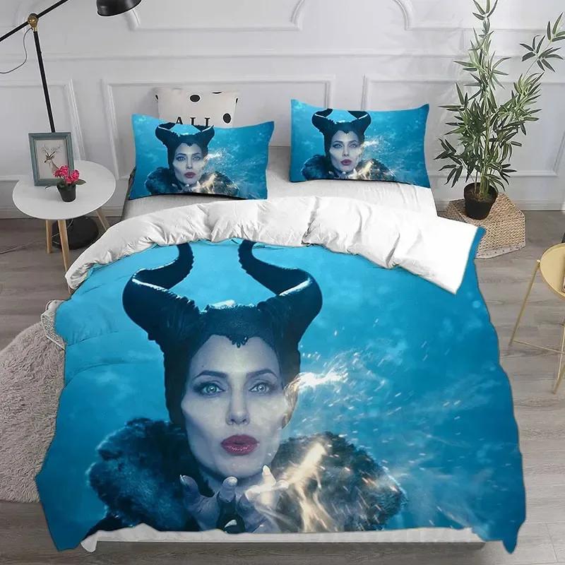 Anime Pattern Children's Duvet Cover Set, Villains Maleficent HD Comforter Quilt Cover Set for Kids Bedding Sets Bedroom Decor
