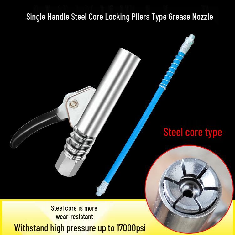 Self-Locking Grease Gun Nozzle with Double-Handle for High-Pressure Greasing