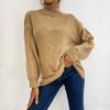 YYFS Women's Fashion Casual Solid Color Print Autumn Winter Long Sleeve High Neck Sweaters