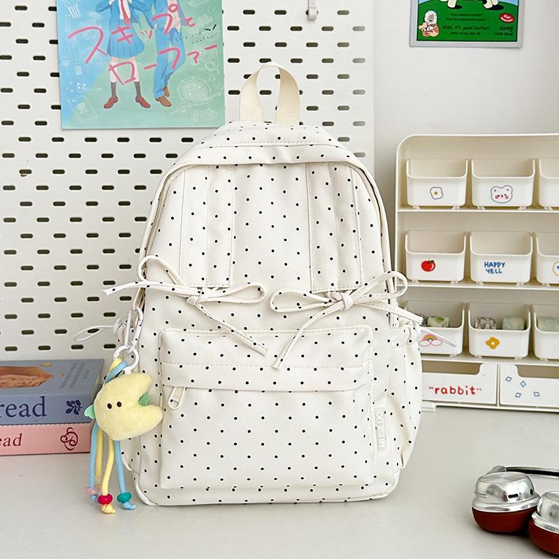 School bag summer new small fresh polka dot sweet girl travel mini backpack high value literary and art fan girls backpack