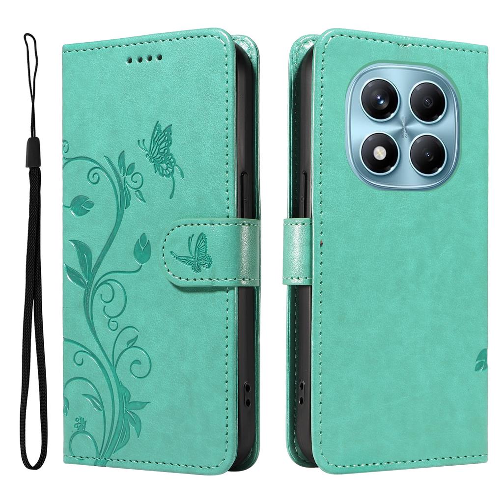 For Xiaomi Redmi Note 14 Pro 4G PU Leather Cases Flower Pattern Wallet Stand Phone Cover with Strap