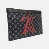 [Pre-Owned] Have A Vuitton Day Embroidered Logo Monogram Canvas Zippered Clutch - Very Good #1R2OG0R