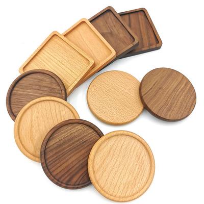Personalisierte Logo 88cm Walnussholz Untersetzer für Gläser Tassen Rund Quadratisch Holz Tassenmatte Langlebige Tee Kaffee Tassenunterlage Platzsets