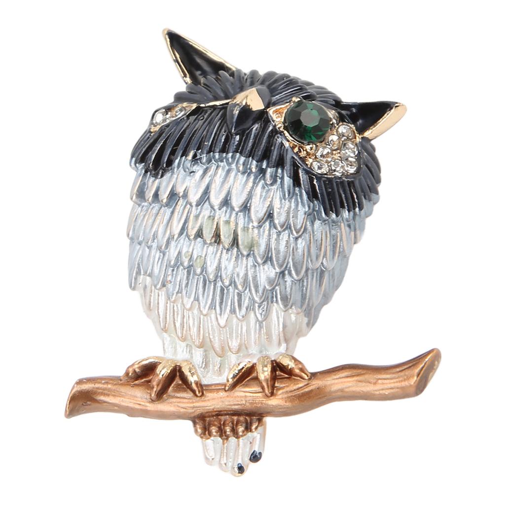 Brooch Pin Cute Owl Animal Shape Rhinestone Embellished Exquisite Clothing Pin for Women Clothes Decoration Gift