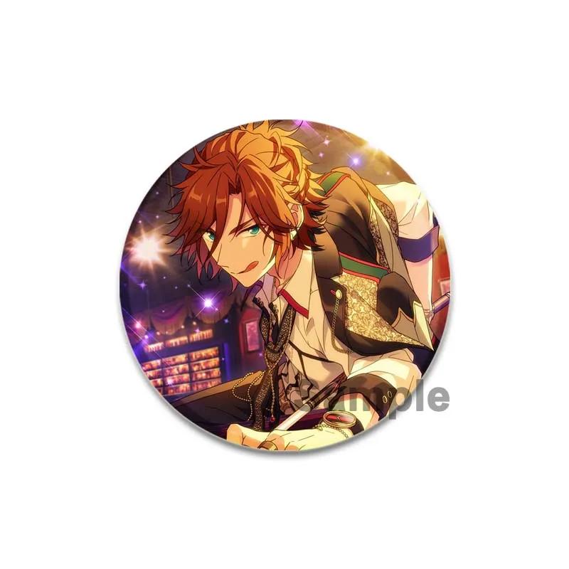 32/44/58mm Ensemble Stars Idol Brooch Round Cartoon Cosplay Badge Akehoshi Yuuki Fushimi Narukami Lapel Pins for Backpack Gift Accessory