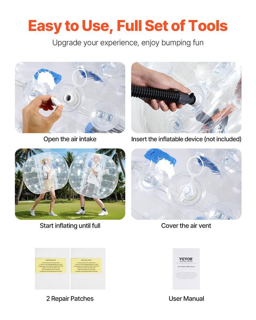 Nafukovací Bumper Ball 1 ks, 1,5M Body Sumo Zorb Balóny pro Teenagery a Dospělé, 0,8mm Silné PVC Lidské Křeččí Bublinové Balóny pro Venkovní Týmové Hraní