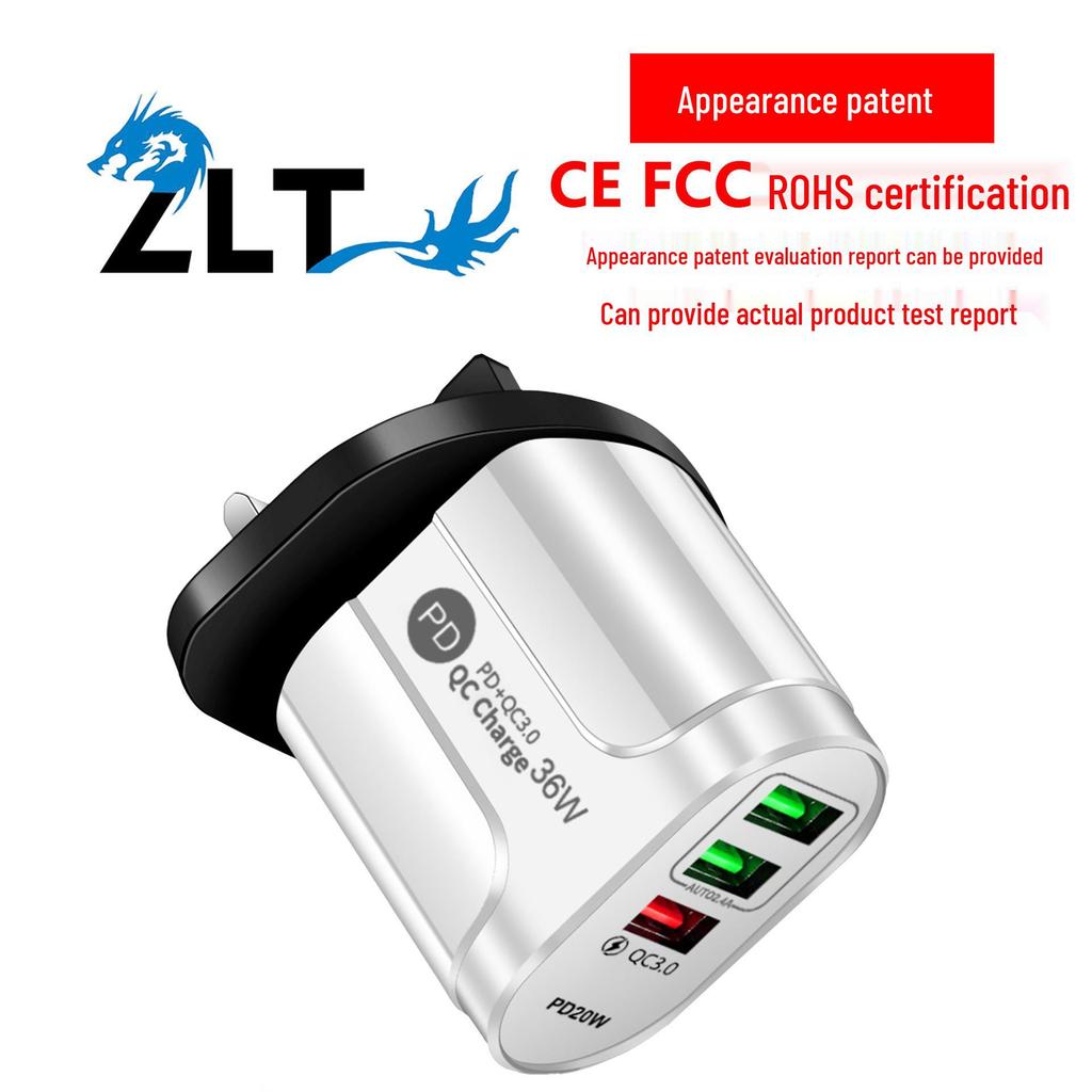 20W Travel Charger: USB Adapter with PD & 3 USB Ports for Fast Charging in US/EU/UK
