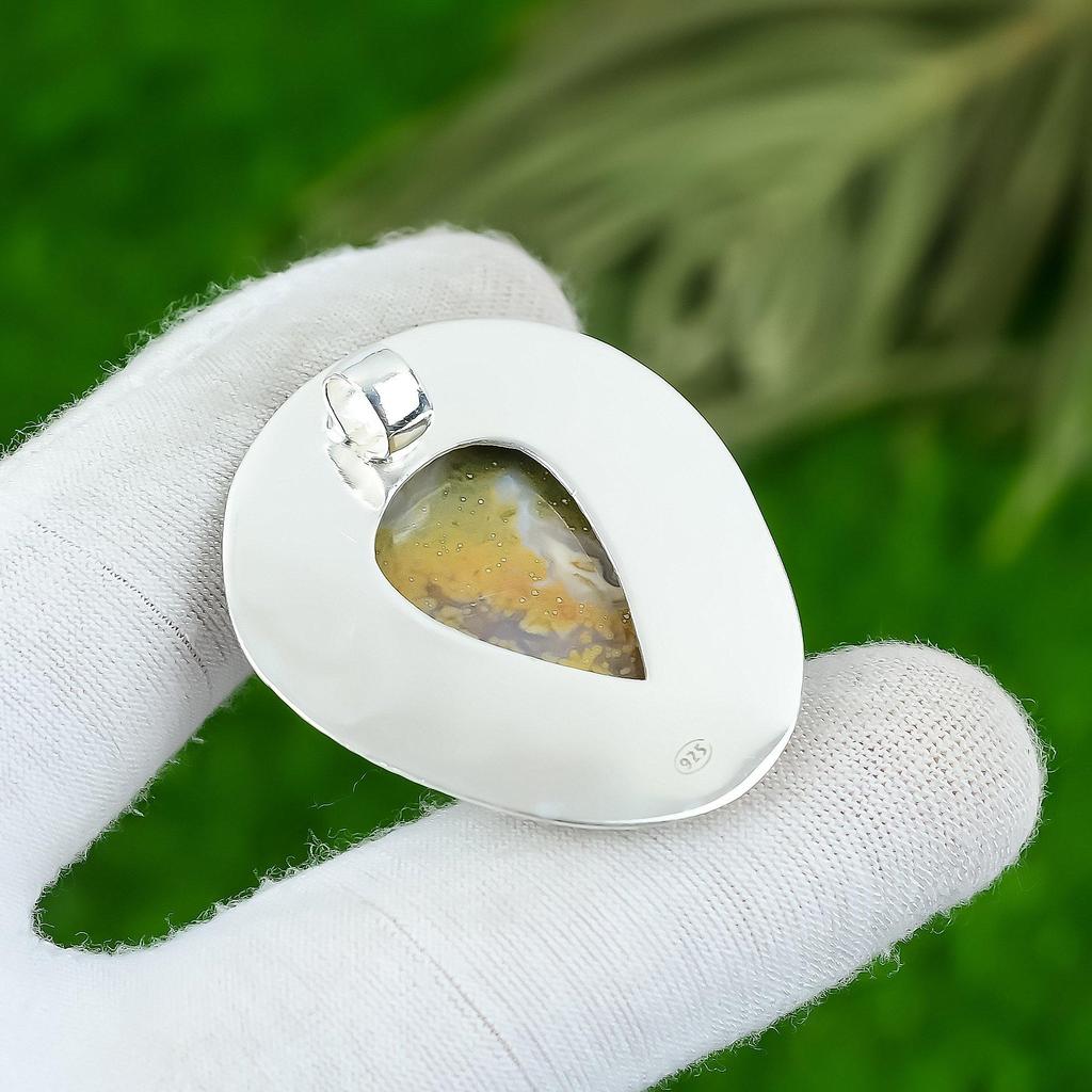 Natürlicher Ozeanjaspis Edelstein Anhänger 925 Sterlingsilber Indischer Schmuck