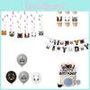 Cute Black And White Cat Birthday Party Supplies Set Cake Topper Flag Balloons And Hanging Decorations Included!