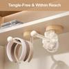 2 Pack Hair Tie with 2 Adhesive Strips, Natural Wood Round Base and Long Aluminum Hook for Scrunchies