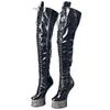 Fashion 18cm Hoof Heelless Women Thigh High Boots,Fetish Platform Botas,Round Toe,Over-the-Knee Men Pole Dance Shoes,Black,Custom Colors