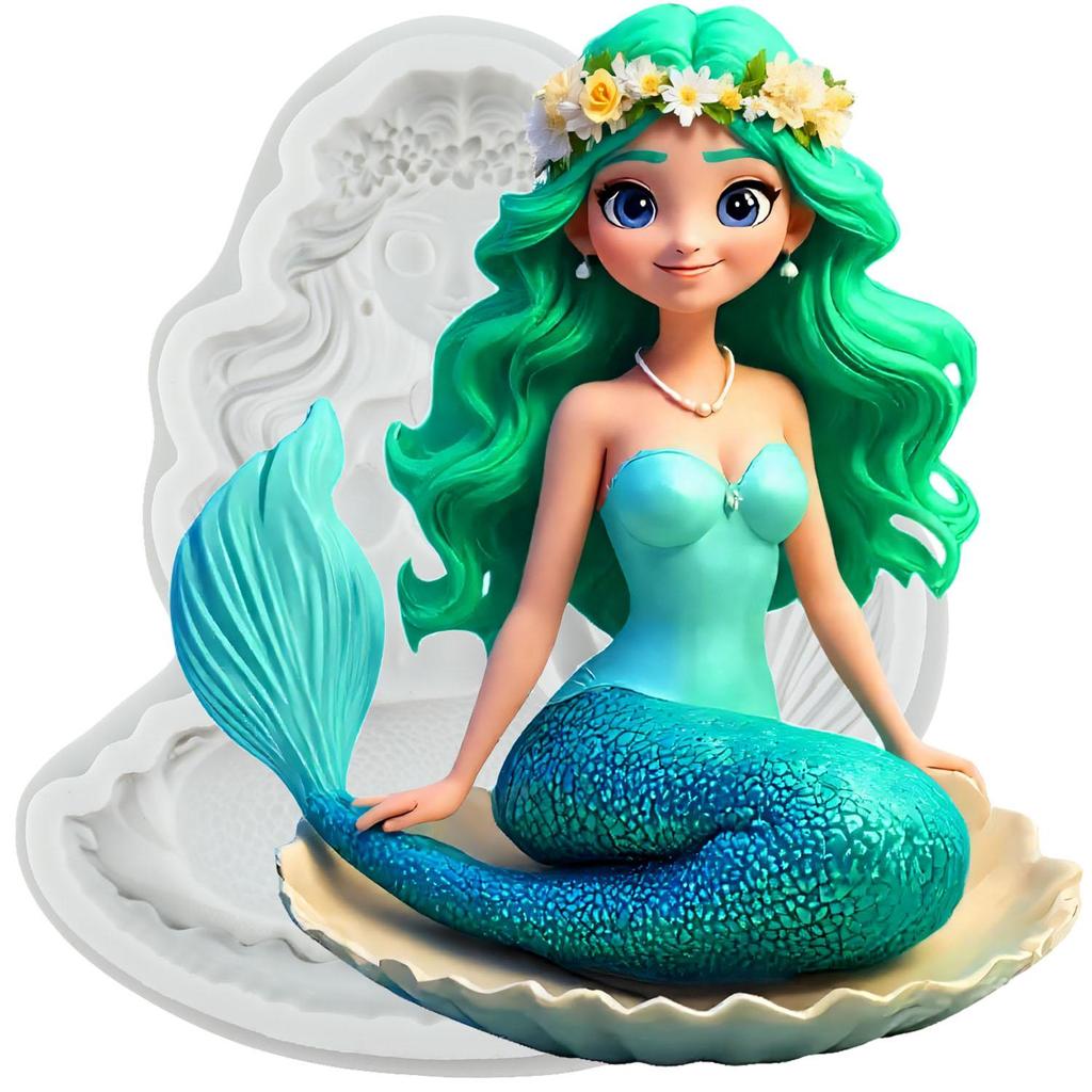 Mermaid Silicone Molds Mermaid Fondant Mold Cake Decorating Tools Cupcake Topper Candy Chocolate Gumpaste Mold