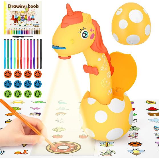 KETIEE Unicorn Drawing Projector Toys for Ages 5-7: Trace and Draw Projector for Kids with Cute Unicorn Look, Smart Art Sketcher Projector with 96