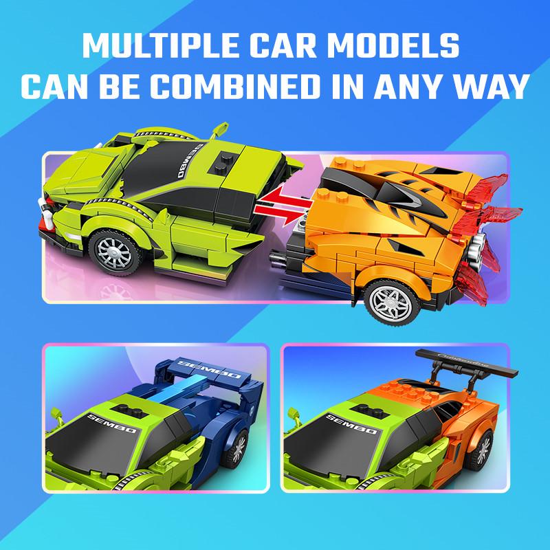 Non-Toxic Sembo Cool Fission Sports Car Assemblage Building Blocks Kits Moc Racing Vehicle Model Bricks Kids Toys For Children Christmas Gifts