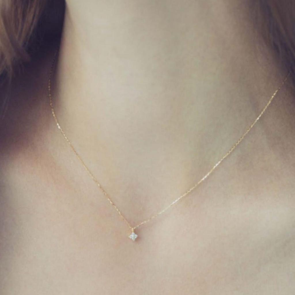 Used ete K18YG layer diamond necklace