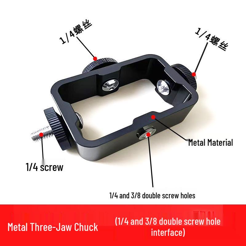 Multi-Angle Metal Base Tripod with Three Clip Heads for Mobile Phone Live Streaming