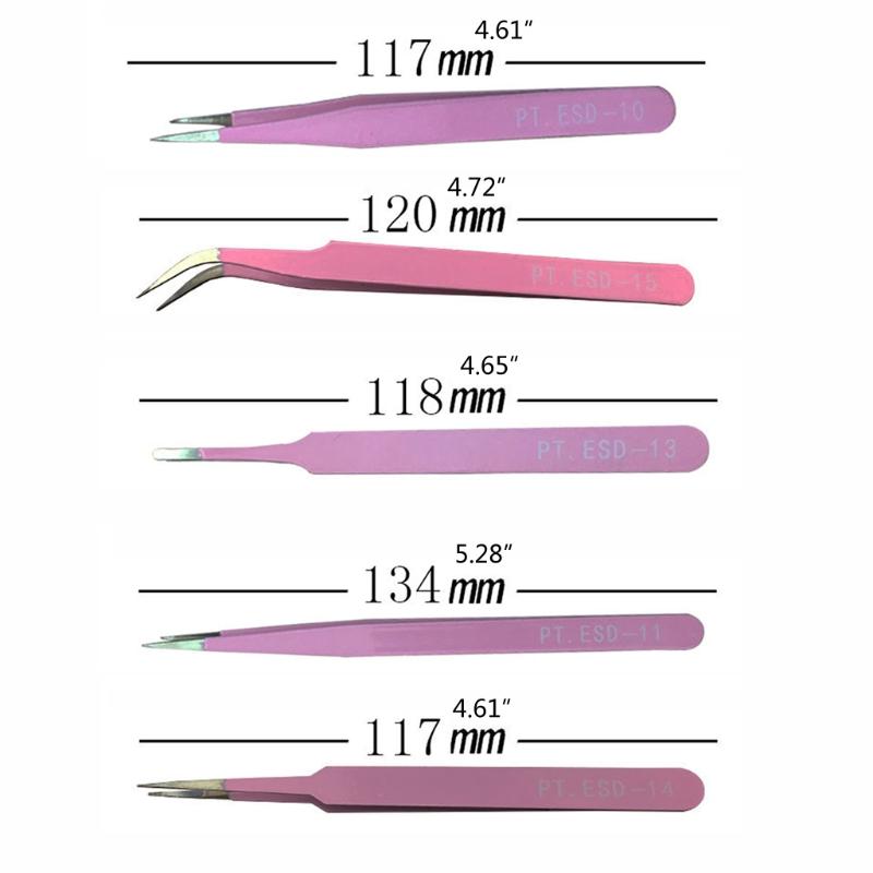 6 Pcs Anti-Static Stainless Steel Tweezers Electronics Tweezers Kit for Jewelry Crafts Electronics Picking Tools