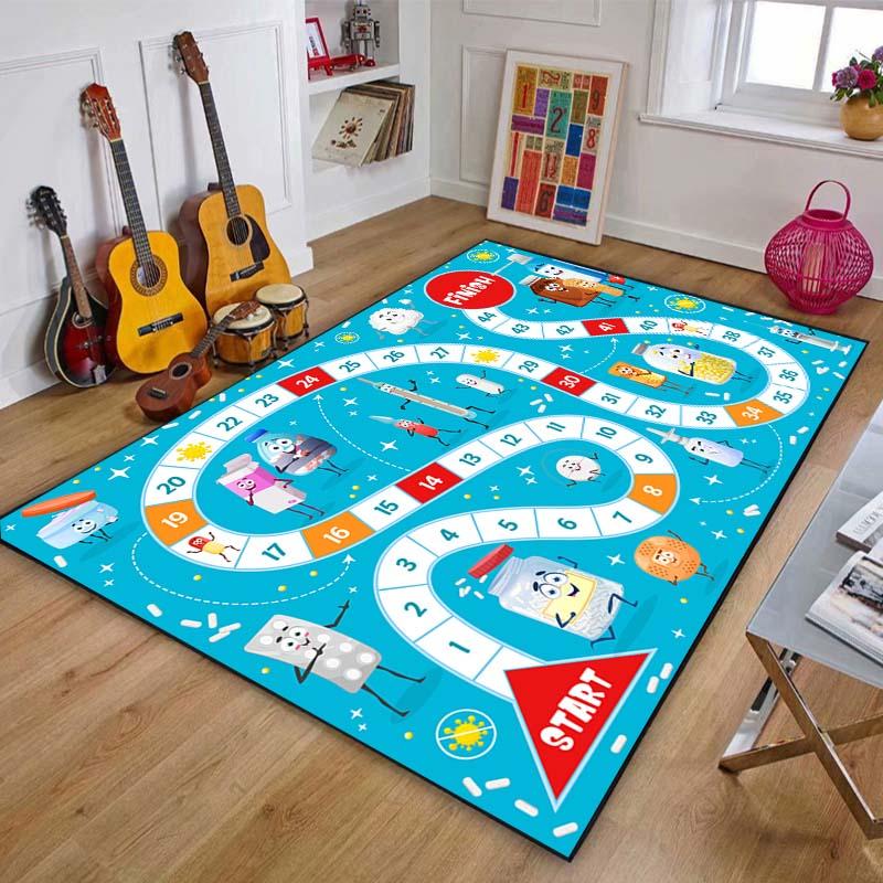 Game Snakes and Ladders Pattern Floor Rug Carpets Living Room Bedroom Bedside Bathroom Floor Mat Area Rug Kids Room Play Mat