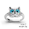 Funny Tongue Out Frog Animal Rings For Men Women Vintage Green Blue Eyes Silver Plated Opening Ring Goth Fashion Party Jewelry