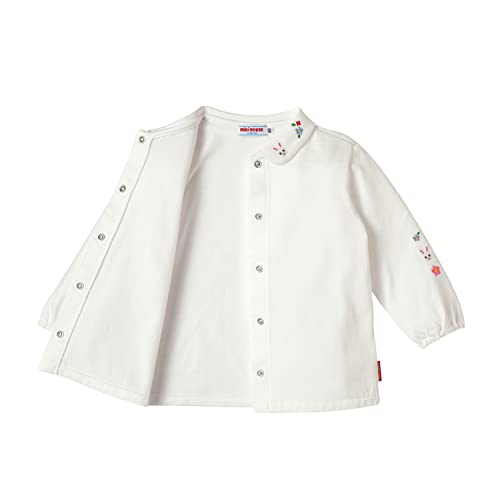Miki House 10-5407-490 Blouse, Long Sleeve, Plain, Girls, Made in Japan, 100% Cotton, Baby Clothes, Children's Clothes,, white, 110