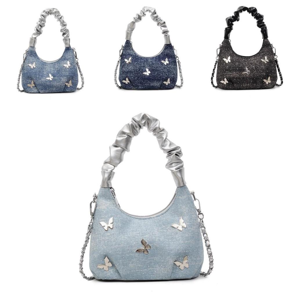 Butterfly Small Cloud Shaped Pu Bags Handbag Ruched Detailing Strap Shoulder