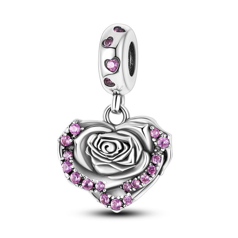 Real Copper Sunflower Blue Zircon Charms Beads Fit Necklace Original Bracelets Exquisite Diy Jewelry Gift